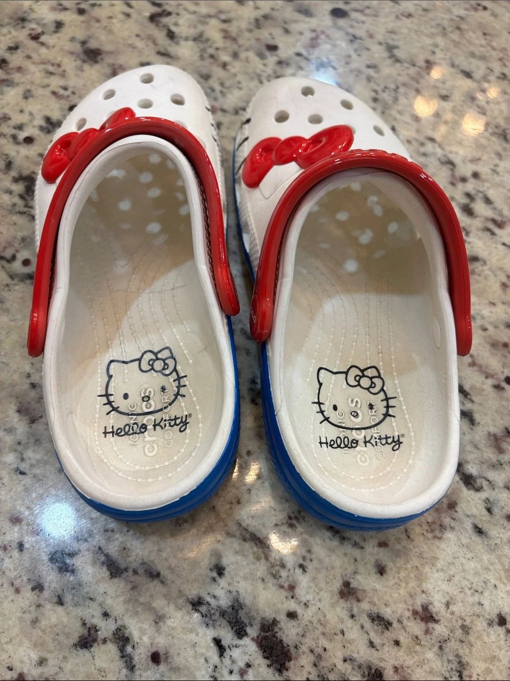CROCS White Kids Clogs with Red Bow and Strap